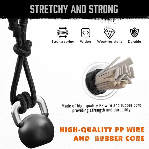 HORUSDY 4 قطع من حبال بنجي مع خطافات حلقة تسلق، 24 بوصة، أشرطة مطاطية شديدة التحمل قوية للتخييم، البضائع، الدراجة، خيمة خارجية، رف الأمتعة in Kuwait