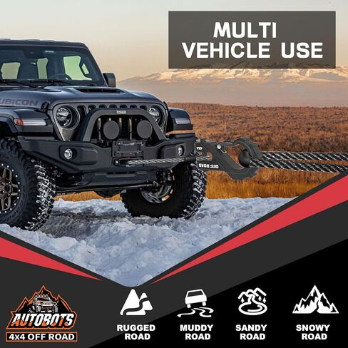 خطاف ونش AUTOBOTS 3/8 بوصة بحد أقصى 45.000 رطل، خطاف ونش ATV عالي التحمل مع مزلاج أمان لمقطورات ATV UTV SUV، ملحقات ونش سحب لكابل ونش حبل صناعي أسود in Saudi Arabia