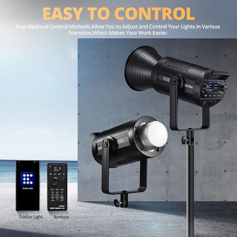 Godox SZ150R RGB Video Light, 150W LED Light 2800-6500K Full Color, 37 Lighting Effects, APP Control/DMX Control, with Carry Bag + BD-04 Barn Door in Saudi Arabia