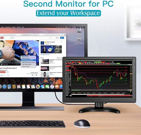 شاشة Eyoyo صغيرة HDMI - 12 بوصة HD IPS شاشة قابلة للتركيب VGA شاشة خارجية للكمبيوتر المحمول لأجهزة الكمبيوتر المحمول PC PS4 Xbox CCTV Security، 1366x768، مكبرات صوت مدمجة in Saudi Arabia