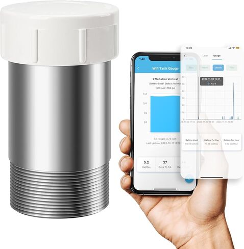 مقياس الزيت الذكي، مقياس خزان زيت التدفئة Zuomeng Wi-Fi مع تقنية الكشف الحصرية، مصمم لخزان 138/220/240/275/330/500 جالون (عمودي أو أفقي)، مراقبة عن بعد بدون جهد in Kuwait