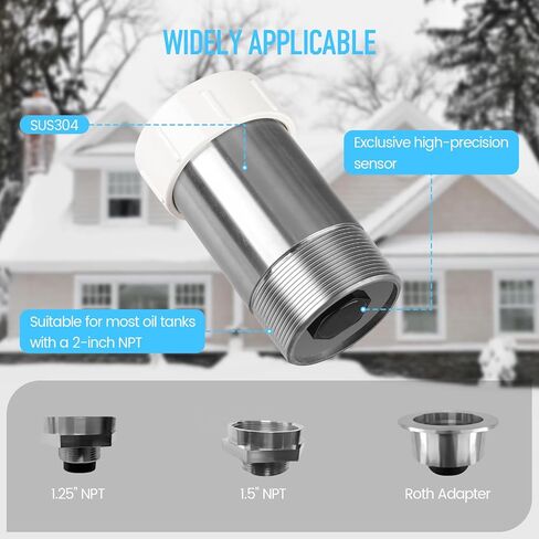 مقياس الزيت الذكي، مقياس خزان زيت التدفئة Zuomeng Wi-Fi مع تقنية الكشف الحصرية، مصمم لخزان 138/220/240/275/330/500 جالون (عمودي أو أفقي)، مراقبة عن بعد بدون جهد in Kuwait