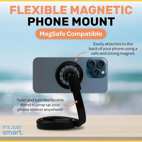 حامل هاتف مغناطيسي مرن وذكي، MagSafe عالمي لهاتف iPhone 12، 13، 14، 15، حامل هاتف خلوي محمول وعصا سيلفي، حامل قابل للتعديل لجانب السرير، سطح الطاولة، الدراجات، وعربات الأطفال in Kuwait