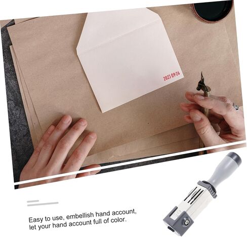 Date Stamp Daily use time Stamp Handle Date Stamper Handheld Date Stamper Handheld time Stamp Small Date Stamper Office Supply Round Material Office Supplies Accessories Metal in Saudi Arabia