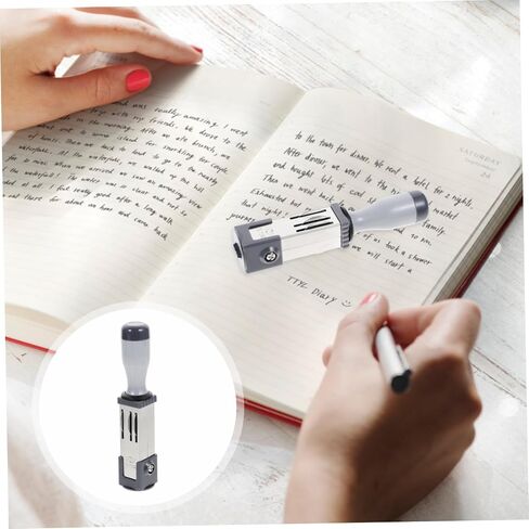 Date Stamp Daily use time Stamp Handle Date Stamper Handheld Date Stamper Handheld time Stamp Small Date Stamper Office Supply Round Material Office Supplies Accessories Metal in Saudi Arabia