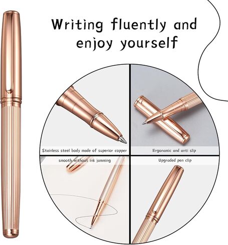 قلم حبر سائل، أقلام أساسية لطيفة للأعمال، قلم معدني لكتابة سلسة، تصميم أنيق، كتابة سهلة، أقلام فاخرة مع علبة هدايا للرجال والنساء باللون الأسود اللامع in Kuwait