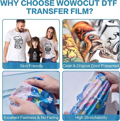 فيلم 100 ورقة ممتازة (8.3 بوصة × 11.7 بوصة) فيلم نقل A4 PET DTF نقل حراري لطابعة DTF من جانب واحد، فيلم DTF قابل للتقشير الساخن لطابعة DTF النافثة للحبر in Kuwait