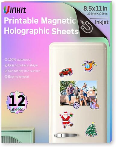 Uinkit Printable Magnetic Sheets Holographic Surface Paper 10.6mil Thick for Inkjet Printers 8.5x 11 Inches 5 Sheets in Saudi Arabia