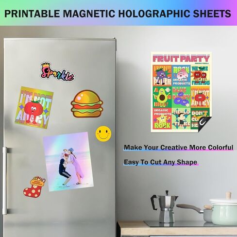Uinkit Printable Magnetic Sheets Holographic Surface Paper 10.6mil Thick for Inkjet Printers 8.5x 11 Inches 5 Sheets in Saudi Arabia