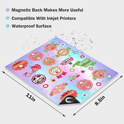 Uinkit Printable Magnetic Sheets Holographic Surface Paper 10.6mil Thick for Inkjet Printers 8.5x 11 Inches 5 Sheets in Saudi Arabia