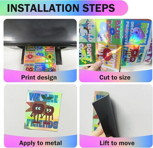 Uinkit Printable Magnetic Sheets Holographic Surface Paper 10.6mil Thick for Inkjet Printers 8.5x 11 Inches 5 Sheets in Saudi Arabia