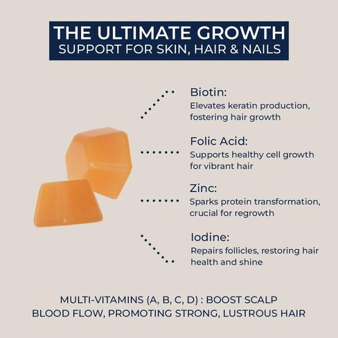 Professional Hair Vitamins Plus Gummies - Biotin Hair Growth Supplements - Vegan Hair Vitamins with Zinc, Vitamins A, C, D, E, B6, B12 - Supports Hair Growth, Skin & Nails - 60 Count in Saudi Arabia