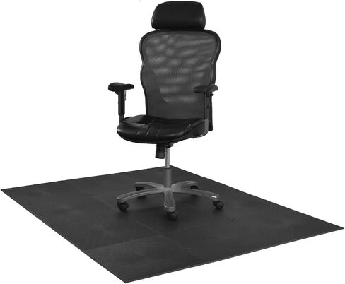 RESILIA - Premium Modular Desk Chair Mat for Carpet and Hard Flooring, Heavy-Duty, Non-Slip PVC Vinyl Office Floor Protectors, 57-Inches x 57-Inches, Set of 9 Tiles with Beveled Edges, Grey in Saudi Arabia