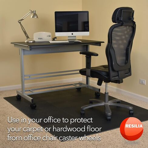 RESILIA - Premium Modular Desk Chair Mat for Carpet and Hard Flooring, Heavy-Duty, Non-Slip PVC Vinyl Office Floor Protectors, 57-Inches x 57-Inches, Set of 9 Tiles with Beveled Edges, Grey in Saudi Arabia