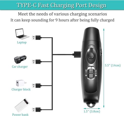 Electronic Whistle Rechargeable for Referees Coaches Teachers Electric Whistle Handheld Blowless Whistles with Lanyard for Outdoor Games Sports Emergency Pet 4 Tones High Volume USB Charging, Black in Saudi Arabia