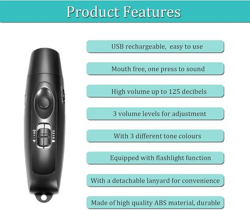 Electronic Whistle Rechargeable for Referees Coaches Teachers Electric Whistle Handheld Blowless Whistles with Lanyard for Outdoor Games Sports Emergency Pet 4 Tones High Volume USB Charging, Black in Saudi Arabia