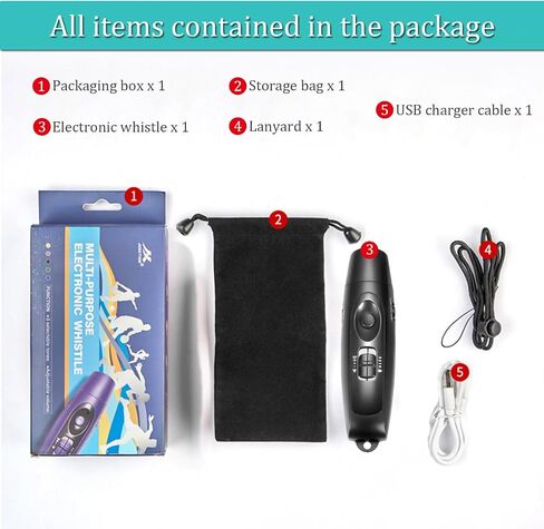 Electronic Whistle Rechargeable for Referees Coaches Teachers Electric Whistle Handheld Blowless Whistles with Lanyard for Outdoor Games Sports Emergency Pet 4 Tones High Volume USB Charging, Black in Saudi Arabia