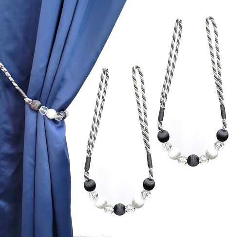 2 حزمة من الستائر المطرزة بشراشيب، ستائر مصنوعة يدويًا، ستائر من البوليستر مطرزة بحبل من الخلف - عنابي/ذهبي in Kuwait