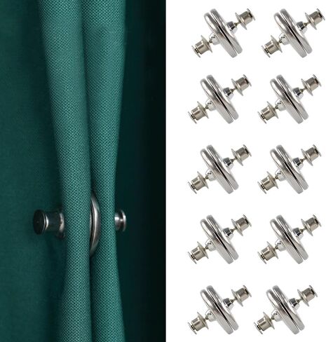 10 أزواج من ستائر الإغلاق المغناطيسية، أوزان مغناطيسية للستائر LIOUCBD مع زر تثبيت مغناطيسي قوي لمنع الضوء من التسرب لمكتب غرفة النوم بالمنزل (0.74 بوصة) in Kuwait