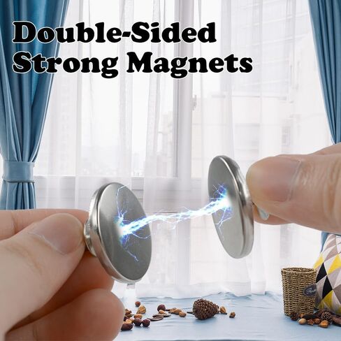 10 أزواج من ستائر الإغلاق المغناطيسية، أوزان مغناطيسية للستائر LIOUCBD مع زر تثبيت مغناطيسي قوي لمنع الضوء من التسرب لمكتب غرفة النوم بالمنزل (0.74 بوصة) in Kuwait