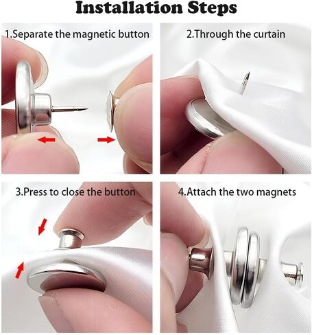 10 أزواج من ستائر الإغلاق المغناطيسية، أوزان مغناطيسية للستائر LIOUCBD مع زر تثبيت مغناطيسي قوي لمنع الضوء من التسرب لمكتب غرفة النوم بالمنزل (0.74 بوصة) in Kuwait
