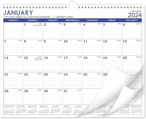 تقويم 2024 - يناير - ديسمبر 2024 تقويم حائط، 12 تقويمًا شهريًا، 14.6 بوصة × 11.5 بوصة، تقويم حائط مع رباط مزدوج السلك، خطاف تعليق، ورق سميك in Saudi Arabia