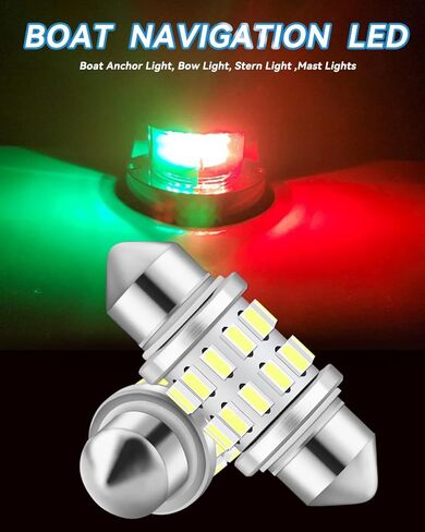 Keiurot 31MM Festoon Led Boat Navigation Lights Marine LED Navigation Light Boat LED القوس ضوء مرساة ضوء الصاري ضوء الصاري 12 فولت أضواء قارب LED بيضاء، حزمة من 2 in Kuwait