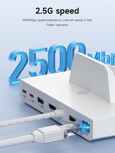 قاعدة إرساء Hagibis USB C لسطح البخار، ROG Ally، Lenovo Legion Go، Switch، AYANEO، RGB LED Gaming Type-C Hub مع شحن PD 100W، 4K@60 هرتز HDMI، 2.5 جيجابت في الثانية RJ45، 10 جيجابت في الثانية USB3.1 (أبيض) in Saudi Arabia