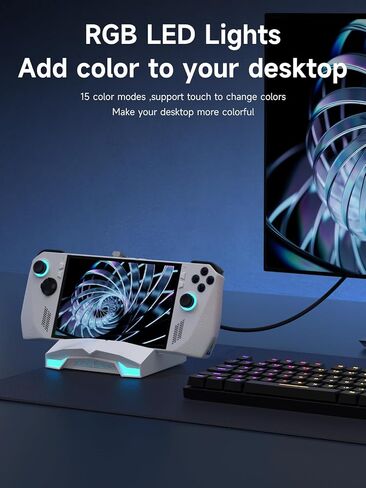 قاعدة إرساء Hagibis USB C لسطح البخار، ROG Ally، Lenovo Legion Go، Switch، AYANEO، RGB LED Gaming Type-C Hub مع شحن PD 100W، 4K@60 هرتز HDMI، 2.5 جيجابت في الثانية RJ45، 10 جيجابت في الثانية USB3.1 (أبيض) in Saudi Arabia