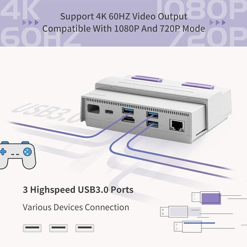 محطة إرساء مجموعة AKNES Guli لسطح البخار وROG Ally، قاعدة بث 7 في 1 مع HDMI 4K@60 هرتز، جيجابت إيثرنت، 3 * USB-A 3.0 و1 * مخرج USB-C و1 * شحن USB-C PD 100 وات، متوافق مع Switch OLED/AYANEO in Kuwait