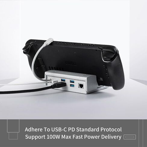 محطة إرساء مجموعة AKNES Guli لسطح البخار وROG Ally، قاعدة بث 7 في 1 مع HDMI 4K@60 هرتز، جيجابت إيثرنت، 3 * USB-A 3.0 و1 * مخرج USB-C و1 * شحن USB-C PD 100 وات، متوافق مع Switch OLED/AYANEO in Kuwait