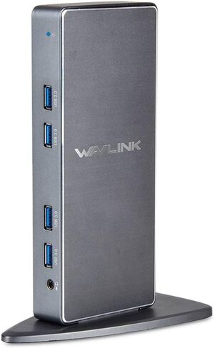WAVLINK USB 3.0 Universal Laptop Docking Station for Windows and Mac, Dual Monitor DisplayLink Docking Station with HDMI/DVI/VGA Port, 2 USB 3.0, 4 USB 2.0, Gigabit Ethernet, Audio in Saudi Arabia