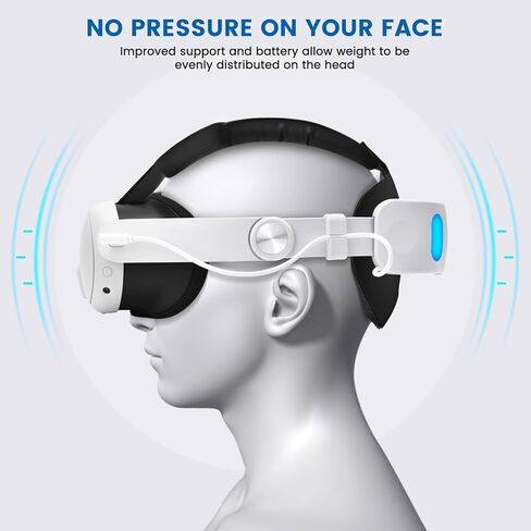 ملحقات حزام الرأس Lampelc لـ Oculus/Meta Quest 3، حزمة بطارية 6000 مللي أمبير في الساعة، حزام النخبة مع شاشة LED، أضواء RGB، استبدال حزام سماعة الرأس لتعزيز راحة وقت اللعب في الواقع الافتراضي in Kuwait