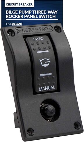 Five Oceans Bilge Pump Switch 3-Way Rocker 12-Volts, Control Panel Switch with Circuit Breaker for Manual and Automatic Bilge Pumps, LED Light Indicator - FO3851 in Saudi Arabia