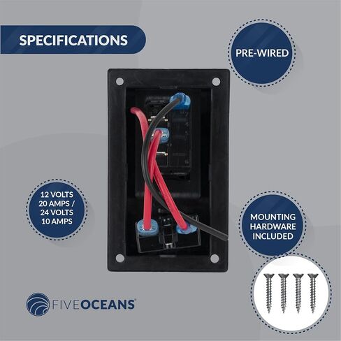 Five Oceans Bilge Pump Switch 3-Way Rocker 12-Volts, Control Panel Switch with Circuit Breaker for Manual and Automatic Bilge Pumps, LED Light Indicator - FO3851 in Saudi Arabia