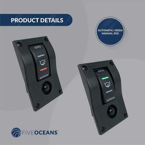 Five Oceans Bilge Pump Switch 3-Way Rocker 12-Volts, Control Panel Switch with Circuit Breaker for Manual and Automatic Bilge Pumps, LED Light Indicator - FO3851 in Saudi Arabia