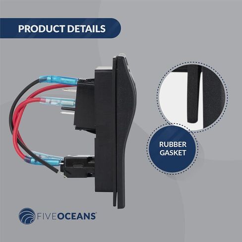Five Oceans Bilge Pump Switch 3-Way Rocker 12-Volts, Control Panel Switch with Circuit Breaker for Manual and Automatic Bilge Pumps, LED Light Indicator - FO3851 in Saudi Arabia