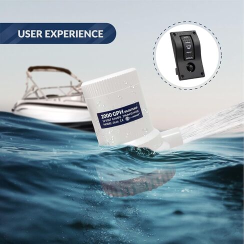 Five Oceans Bilge Pump Switch 3-Way Rocker 12-Volts, Control Panel Switch with Circuit Breaker for Manual and Automatic Bilge Pumps, LED Light Indicator - FO3851 in Saudi Arabia