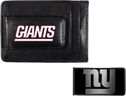 حامل نقود وبطاقات جلدي رياضي من Siskiyou ومشبك نقود أسود in Kuwait