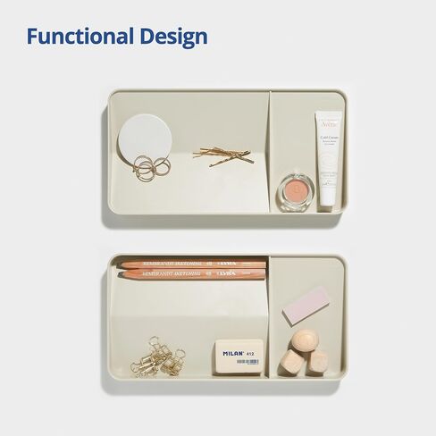 BLUE GINKGO Desk Organizer Tray - Office Organization | Desk Supplies, Pencil Holder, Pen Holder for Desk | Office Desk Accessories (Made in Korea) - Beige in Saudi Arabia