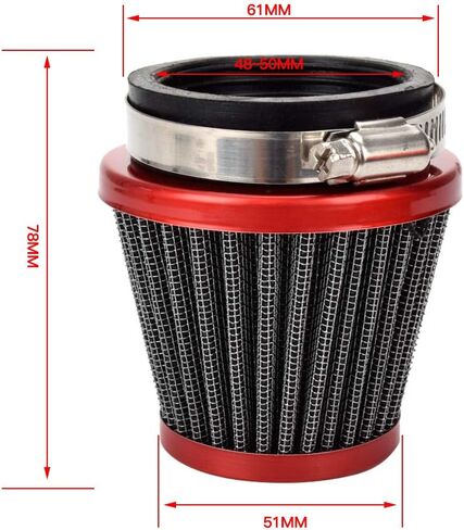 HIAORS 48mm to 50mm Air Intake Filter Cleaner Compatible with Honda CB 250 Yamaha DT250 DT250MX Suzuki GS250 GS250T Kawasaki Ninja 250 300 Sport Motorcycle ATV Scooters Moped Red in Saudi Arabia