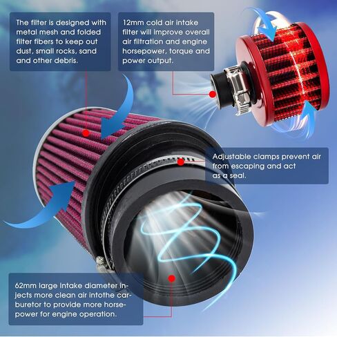 Mini Bike Upgraded Air Filter Kit for Predator 212cc Coleman CT200U CT200U-EX BT200X KT196 196cc Baja Warrior MB165 MB200 Mini Bike Go Kart 224cc 420cc Hond GX160 GX200 GX390 Engine Performance Parts in Kuwait