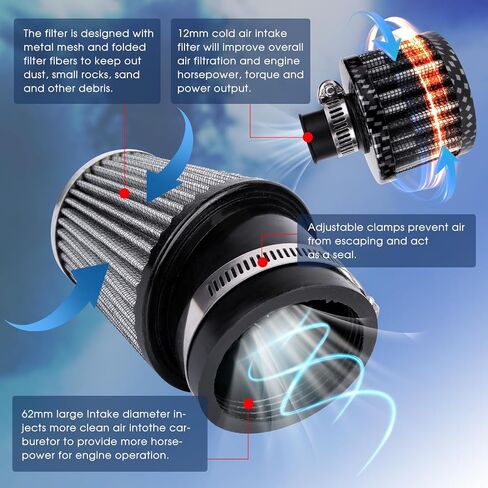 Mini Bike Upgraded Air Filter Kit for Predator 212cc Coleman CT200U CT200U-EX BT200X KT196 196cc Baja Warrior MB165 MB200 Mini Bike Go Kart 224cc 420cc Hond GX160 GX200 GX390 Engine Performance Parts in Kuwait