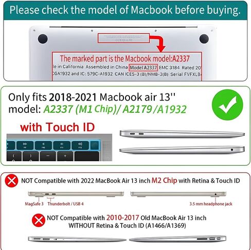 متوافق مع حافظة MacBook Air 13 بوصة 2020 2021 M1 A2337 A2179 A1932، حافظة بلاستيكية صلبة لجهاز Mac Air 13 مع معرف اللمس (2018-2021) - كلب لطيف في يوم ثلجي in Kuwait