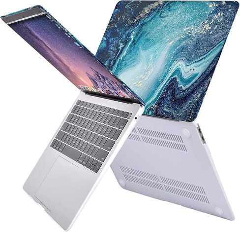 حافظة MOSISO متوافقة مع جهاز MacBook Air 13 بوصة 2022 2021 2020 2019 2018 الإصدار A2337 M1 A2179 A1932 شاشة Retina، حافظة صلبة بنمط بلاستيكي وغطاء لوحة مفاتيح وواقي شاشة، رخام مموج مبتكر in Saudi Arabia