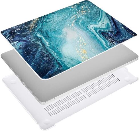 حافظة MOSISO متوافقة مع جهاز MacBook Air 13 بوصة 2022 2021 2020 2019 2018 الإصدار A2337 M1 A2179 A1932 شاشة Retina، حافظة صلبة بنمط بلاستيكي وغطاء لوحة مفاتيح وواقي شاشة، رخام مموج مبتكر in Saudi Arabia