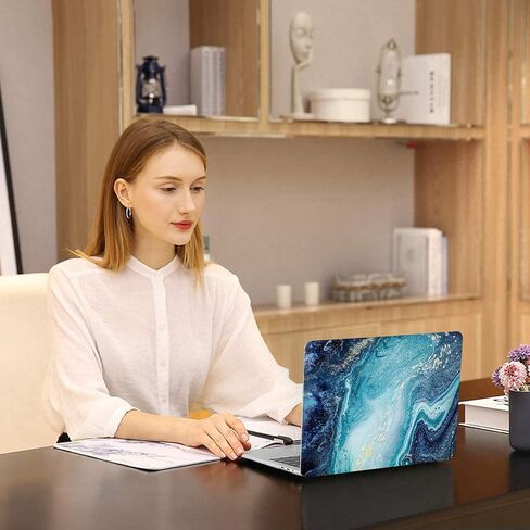 حافظة MOSISO متوافقة مع جهاز MacBook Air 13 بوصة 2022 2021 2020 2019 2018 الإصدار A2337 M1 A2179 A1932 شاشة Retina، حافظة صلبة بنمط بلاستيكي وغطاء لوحة مفاتيح وواقي شاشة، رخام مموج مبتكر in Saudi Arabia