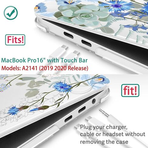 May Chen متوافق مع حافظة MacBook Pro مقاس 16 بوصة إصدار 2020 2019 A2141 مع شريط اللمس ومعرف اللمس، حافظة بلاستيكية صلبة مع غطاء لوحة مفاتيح + واقي شاشة، تقليدي in Kuwait