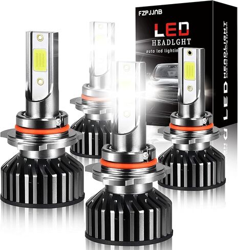 Fit for Dodge Charger 2016-2020 LED Headlight Bulbs 9005/HB3 High Beam+9005/HB3 Low Beam Combo, 300% Brightness, 6000K Cool White LED Headlamps, IP68 Waterproof, Halogen Replacements, 4PCS in Kuwait