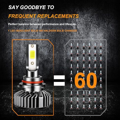 Fit for Dodge Charger 2016-2020 LED Headlight Bulbs 9005/HB3 High Beam+9005/HB3 Low Beam Combo, 300% Brightness, 6000K Cool White LED Headlamps, IP68 Waterproof, Halogen Replacements, 4PCS in Kuwait